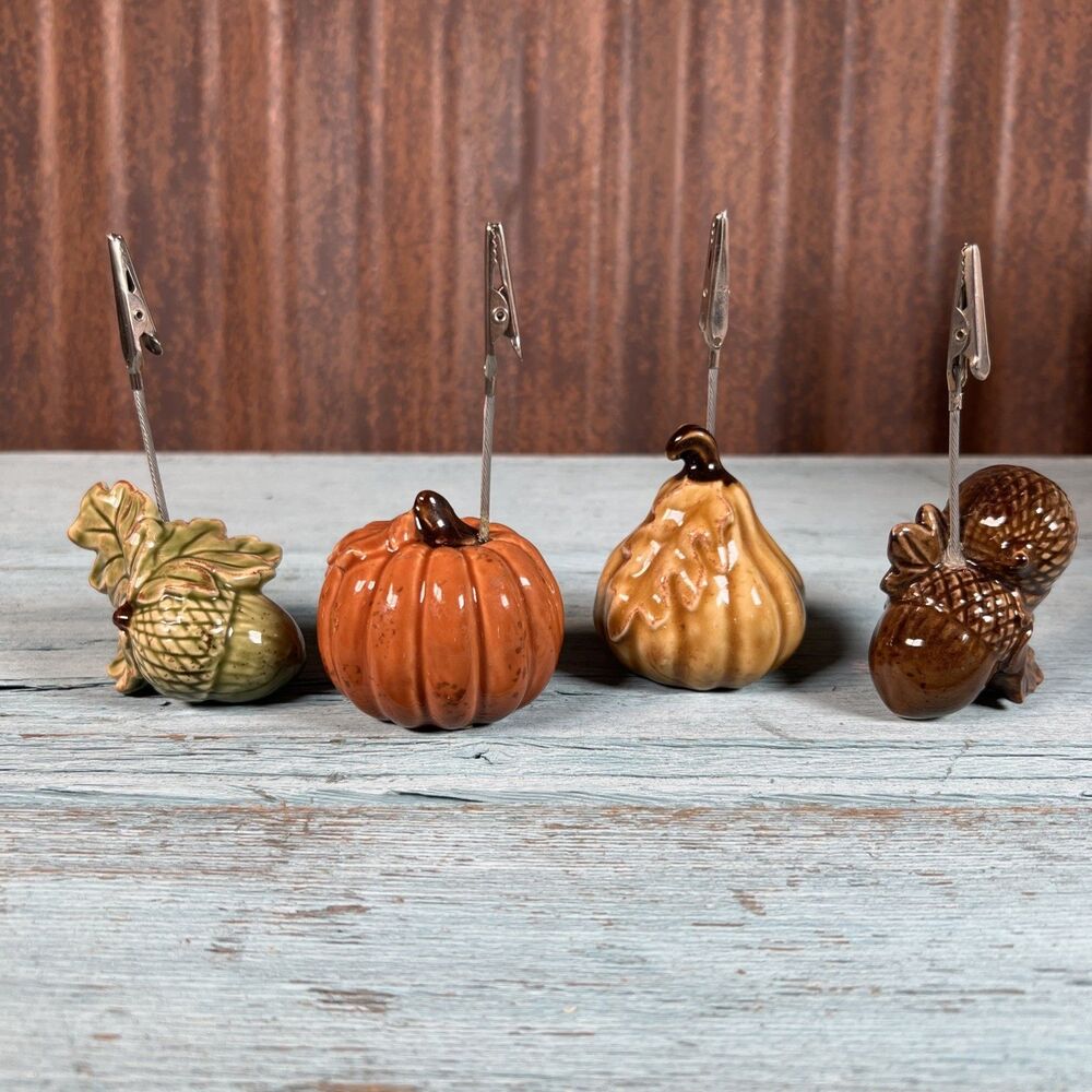 Thanksgiving Place Card Name Holders Autumn Table Decor Open Box NEW